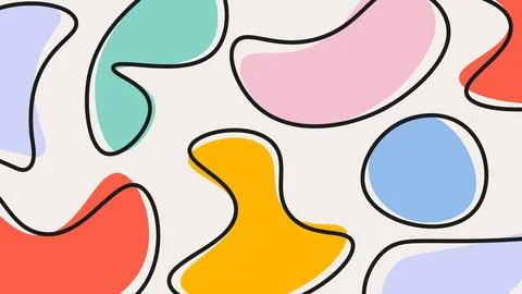 Abstract retro vector background with organic memphis shapes and lines in pastel Stock Illustration