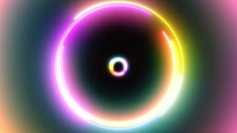 Abstract Retro VJ Background With Light Circles shiny chromatic distortion and Stock Footage 282995185
