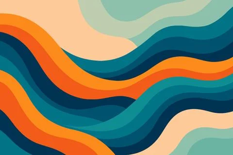 Abstract Retro Wave Background in Teal Orange and Beige 库存插图