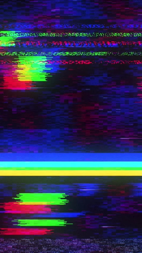 Abstract RGB TV glitch background with horizontal interference bands and pixel Stock Footage 344649287