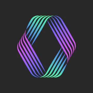 Abstract rhombus logo, infinite overlapping thin lines geometric shape, vib.. Stock Illustration