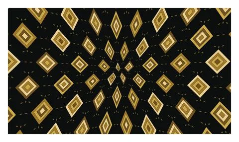 Abstract rhombus pattern with golden gradient colors and dotted lines in be.. Illustrazione stock
