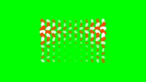 Abstract rhythmic pattern of orange and white dots on a bright green backgrou Stock Footage 340266466