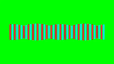 Abstract rhythmic pattern of oscillating red and blue vertical bars on green Stock Footage 340267524