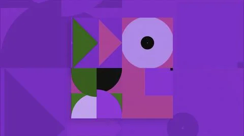 Abstract rhythmically moving geometric flat figures. Motion. Concept of children Stock Illustration