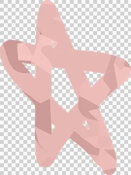 Abstract ribbon star is twisting in 3D render, with pastel pink facets on Stock Illustration