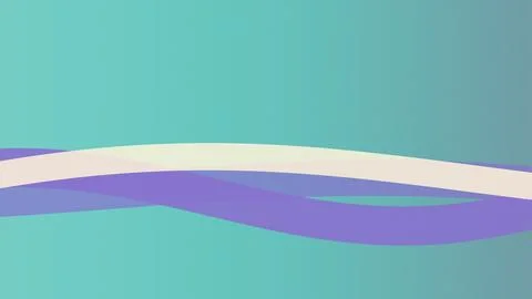 Abstract ribbon-like waves create a calm teal and purple gradient backgroun.. Stock Illustration