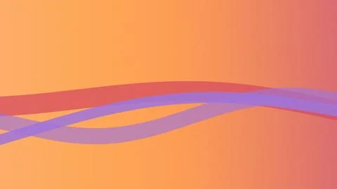 Abstract ribbon-like waves flow across an orange, pink and purple gradient .. Stock Illustration