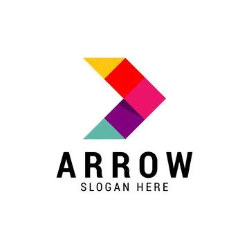 Abstract Right arrow logo multicolored squares for company design Stock Illustration