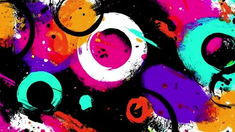 Abstract Ring Background With Neon Circles and White Paint Halo Stock-Footage 315513674