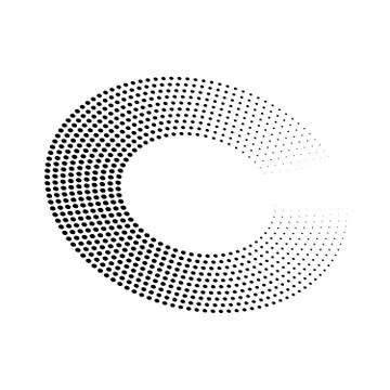 Abstract ring of black dots. Halftone effect with gradient. Modern design vector Stock Illustration