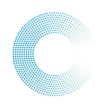 Abstract ring of blue dots. Halftone effect with gradient. Modern design vector Stock Illustration