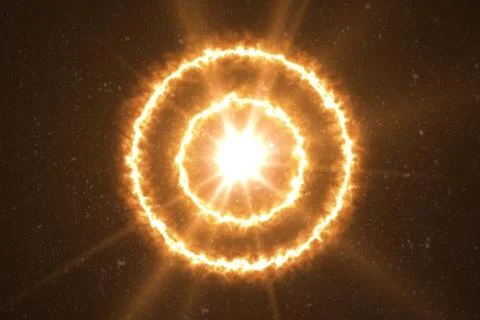 Abstract ring of fire power effect design.Circle flare light in black Stock Illustration