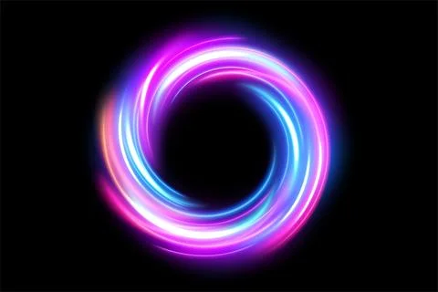 Abstract Ring Light Effect Isolated on Dark Background, Vector Illustration Illustrazione stock