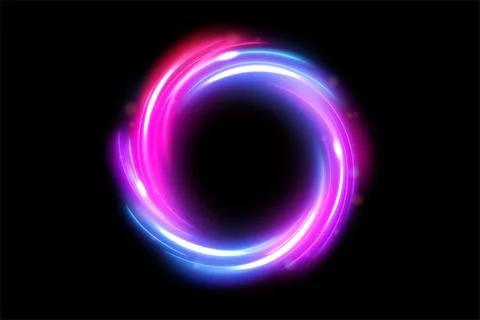 Abstract Ring Light Effect Isolated on Dark Background, Vector Illustration Stock Illustration