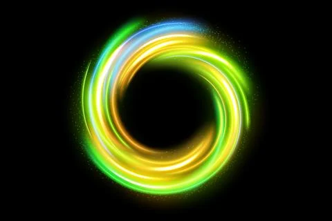 Abstract Ring Light Effect Isolated On Dark Background, Vector Illustration Stock Illustration
