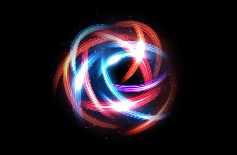 Abstract Ring Light Effect Isolated On Dark Background, Vector Illustration イラスト素材