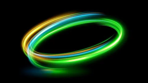 Abstract Ring Light Effect Isolated on Dark Background, Vector Illustration Stock Illustration