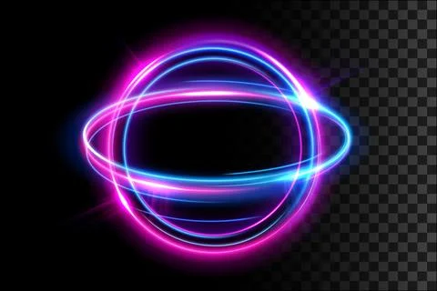 Abstract Ring Light Effect Isolated on Dark Background, Vector Illustration イラスト素材