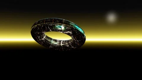 Abstract ring space ship texture moving black background 3d animation Stock Footage 251148277