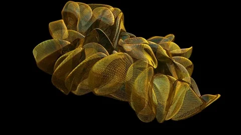 Abstract ring of wire pieces in golden color on black Video stock 82135977