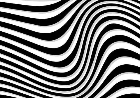 Abstract rippled or black wave lines pattern on white background and texture. Stock Illustration