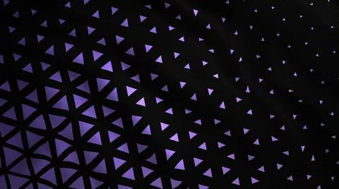 Abstract rippling black waving flag covered by purple triangles. Motion. Waving Stock Illustration