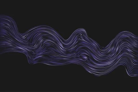 Abstract river flow vector background. Purple on black background. Stock Illustration