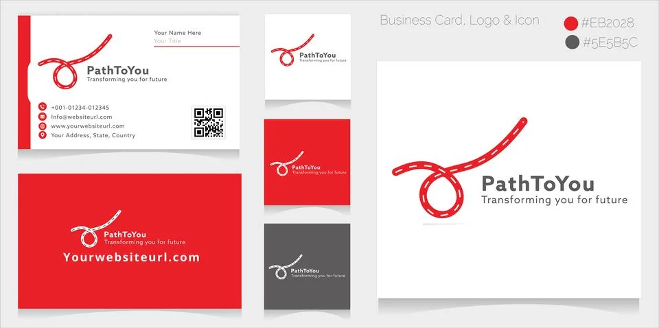 Abstract road or pathway corporate logo design with a business card. Stock Illustration