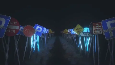 Abstract Road Signs Stock Footage 145273887