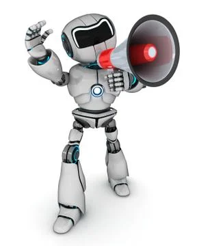 Abstract robot and megaphone (done in 3d) 스톡 일러스트
