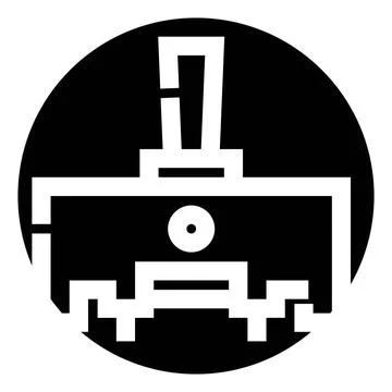 Abstract robot head icon in black circle Stock Illustration