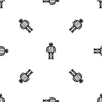 Abstract robot pattern seamless black Stock Illustration