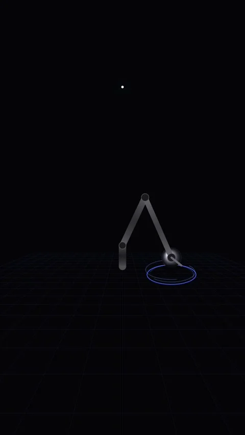 Abstract Robotic Arm Simulation in Dark Digital Grid Environment Stock Footage 346207790