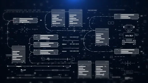 Abstract Robotic Process Automation with AI-Powered Innovation technology Stock Footage 316513407