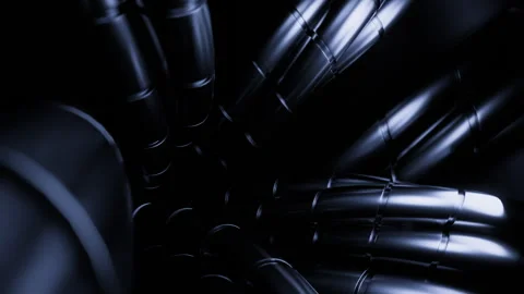 Abstract robotic wires of grey and blue lights. Design. Moving wires of alien Stock Footage 268933753
