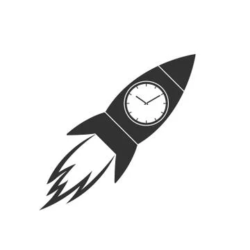 Abstract rocket with a clock. Stock Illustration