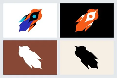 Abstract Rocket Logo Design Set Illustrazione stock