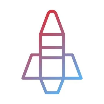 Abstract Rocket Outline Icon Gradient Color Space Ship Illustrazione stock