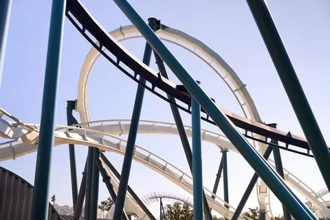 Abstract Roller Coaster Loops And Steel Supports Stock Photos