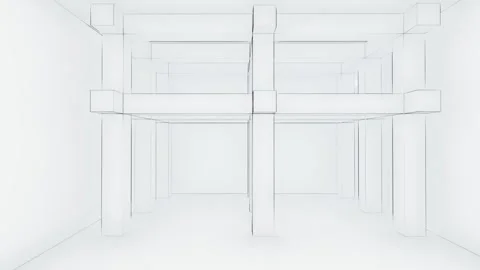 Abstract Room With Central Octagon Structure Stock Footage 318954565