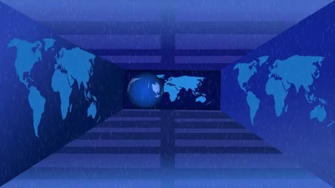 Abstract room with world maps and globe animation Video stock 326966798