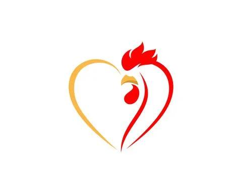Abstract rooster head in the love shape Illustrazione stock