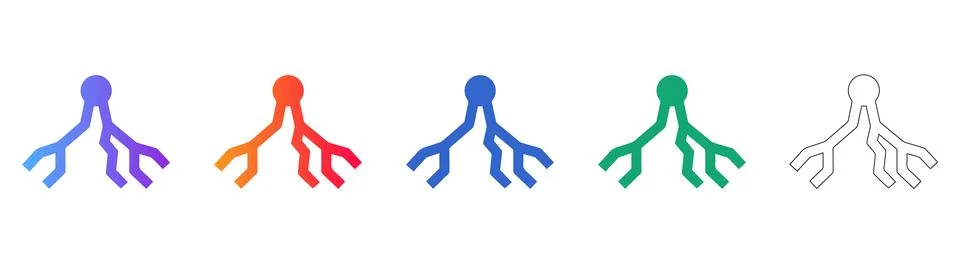 Abstract Root Branching Structure Icons for Connection and Growth Stock Illustration