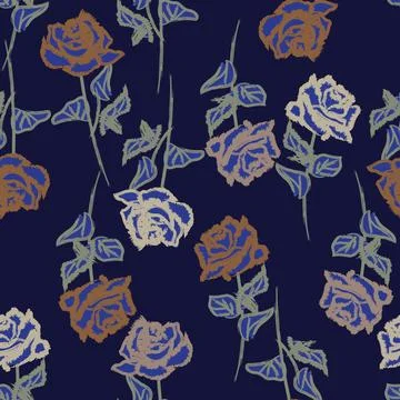 Abstract Rose Floral Seamless Pattern Design Stock Illustration