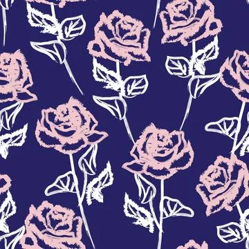 Abstract Rose Floral Seamless Pattern Design Stock Illustration