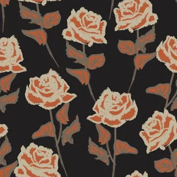 Abstract Rose Floral Seamless Pattern Design Stock Illustration