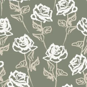 Abstract Rose Floral Seamless Pattern Design Stock Illustration
