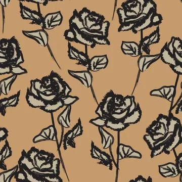 Abstract Rose Floral Seamless Pattern Design Stock Illustration
