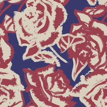 Abstract Rose Floral Seamless Pattern Design 스톡 일러스트